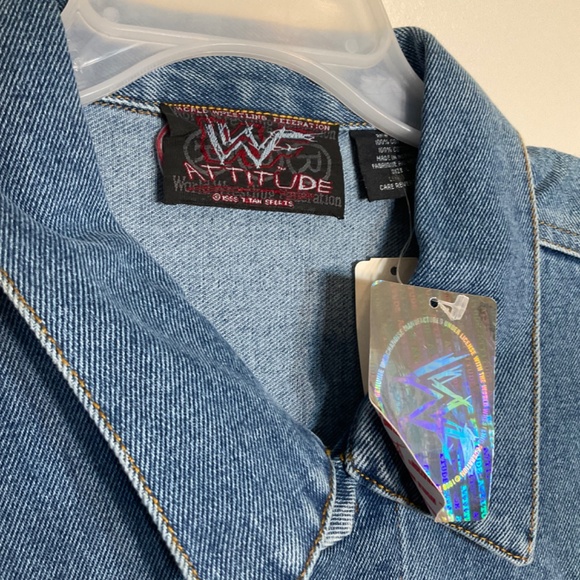 Vintage 1999 Stone Cold Steve Austin Denim Vest Size Medium New with Tags - Picture 7 of 9